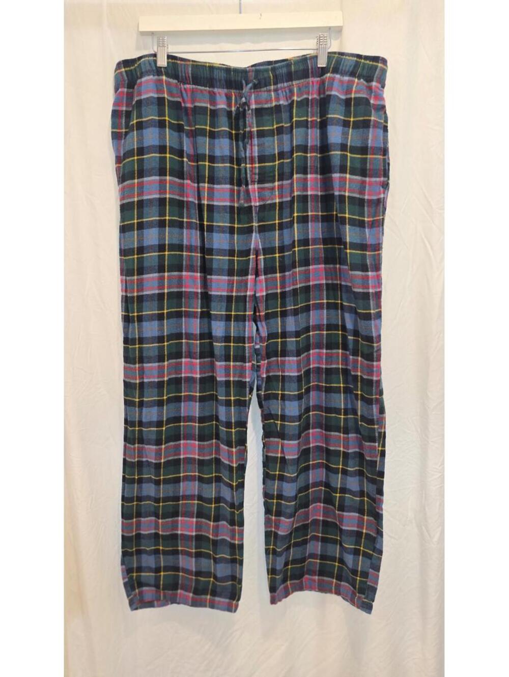 Lands End Soft Flannel Pajama Set Women's Size XXL Gray Plaid PJs